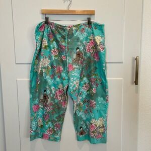 Josie Natori Women XL Asian Inspired Floral Print Capris Lounge Pants PJ Pajama